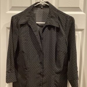 Notations Button-Down Blouse with Attached Shell
